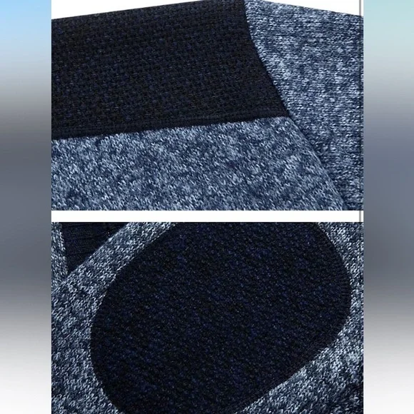 Men's Blue and Black Zip-Up Cardigan Sweater - Picture 4 of 7